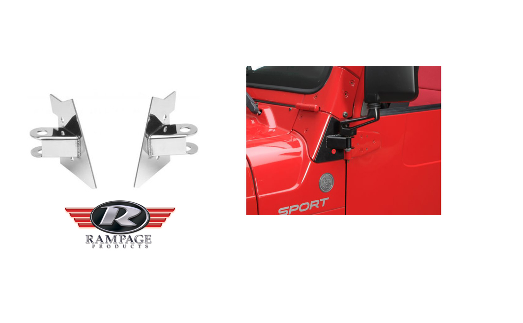 Support de retroviseur pour demi porte, acier inox Jeep TJ